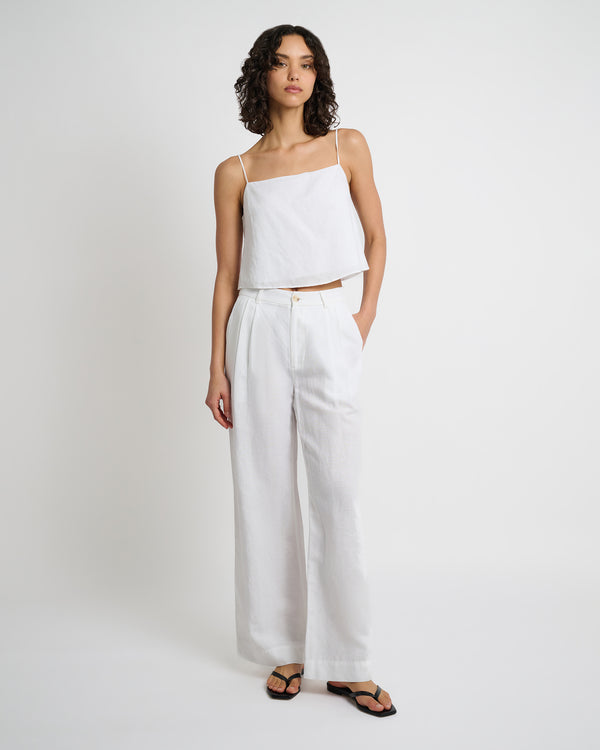 Onia Air Linen Pleated Trouser White