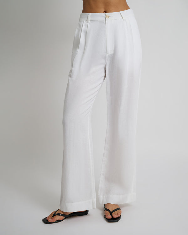 onia Air Linen Pleated Trouser White
