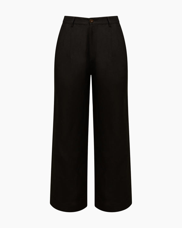 Onia Air Linen Pleated Trousers Black