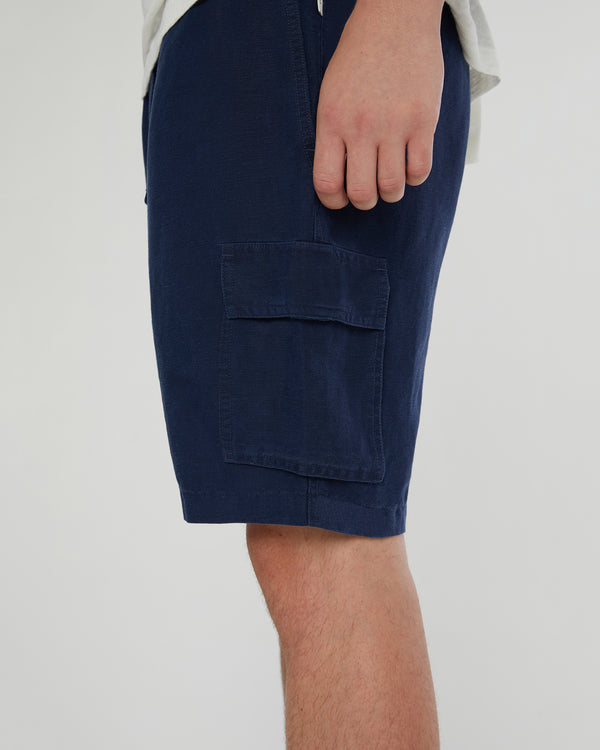 Onia Air Linen Pull-on Cargo Short Deep Navy