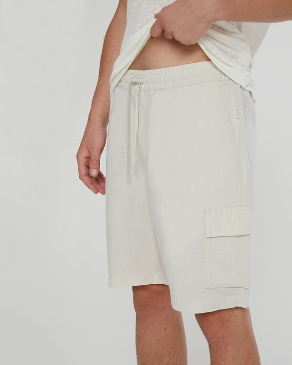 Onia Air Linen Pull-on Cargo Short Stone