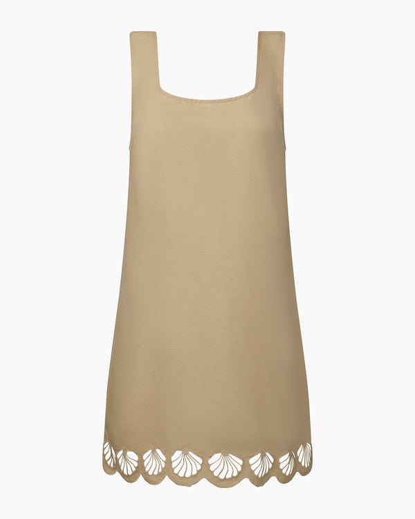 Onia Air Linen Scallop Mini Dress Jute