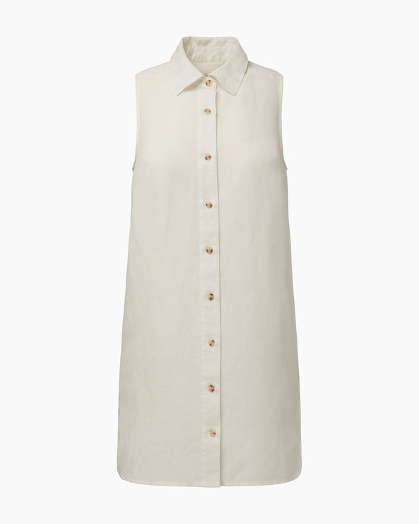 Onia Air Linen Sleeveless Shirtdress White