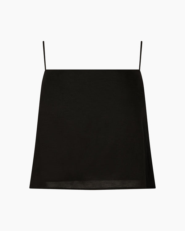 Onia Air Linen Square Neck Tank Top Black