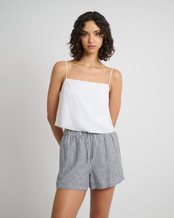 onia Air Linen Square Neck Tank Top White