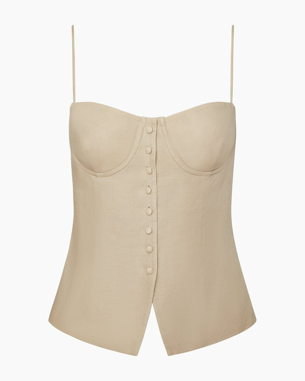 Onia Air Linen Underwire Corset Top Jute