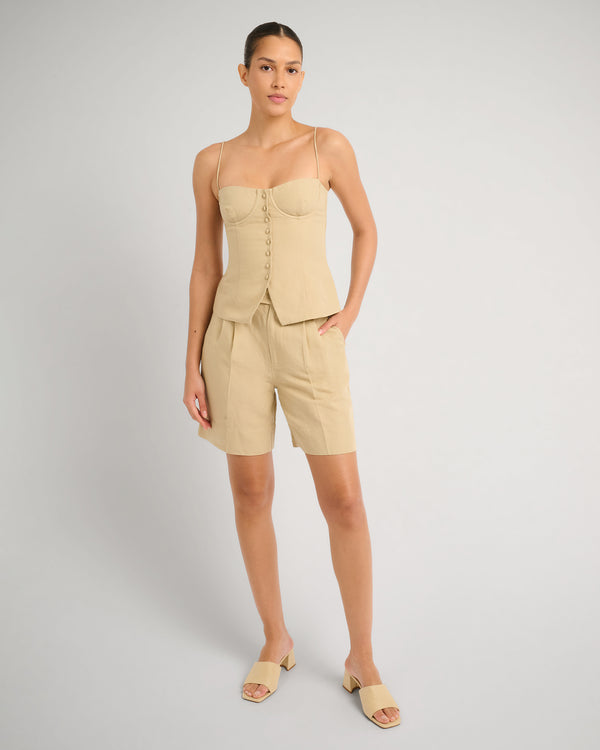 Onia Air Linen Underwire Corset Top Jute