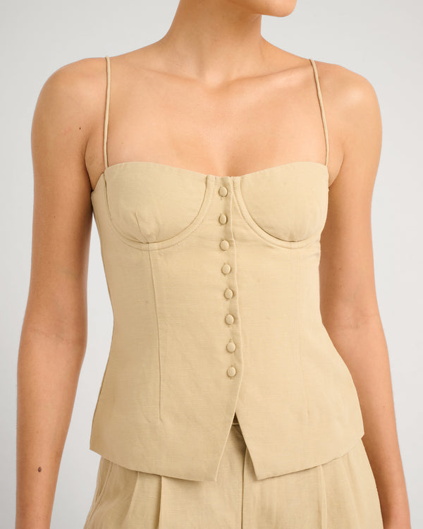Onia Air Linen Underwire Corset Top Jute