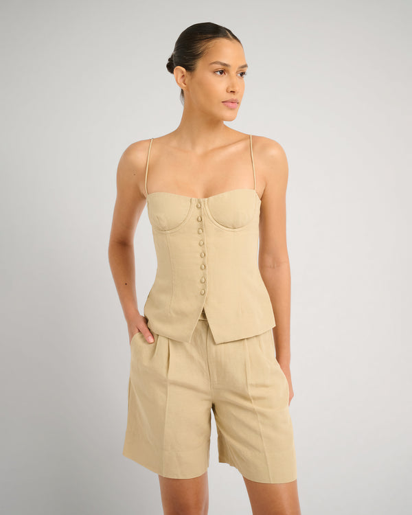onia Air Linen Underwire Corset Top Jute