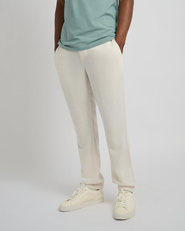 Onia Button Front Elastic Linen Pant Oat
