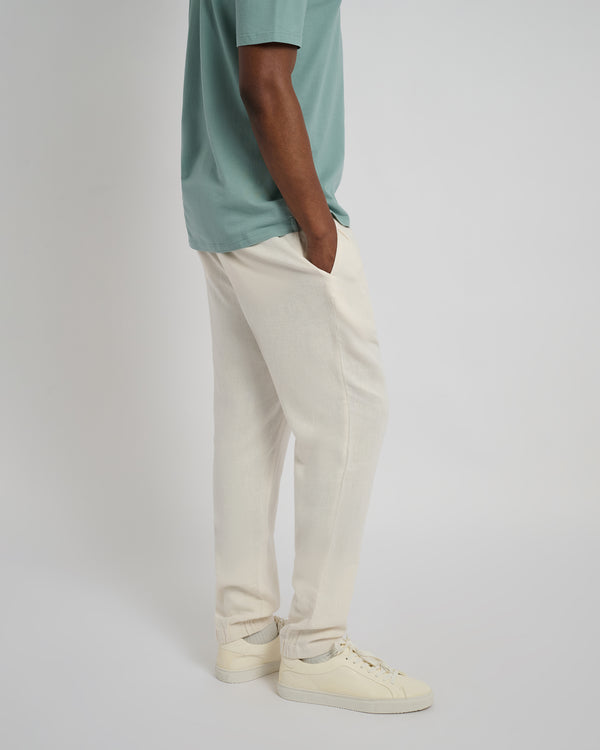 Onia Button Front Elastic Linen Pant Oat