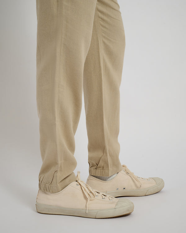 Onia Button Front Elastic Linen Pant Sand