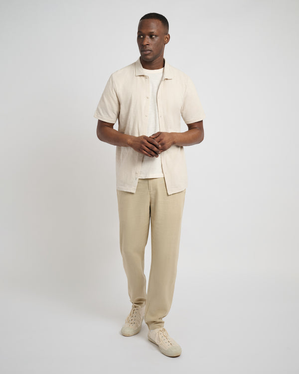Onia Button Front Elastic Linen Pant Sand