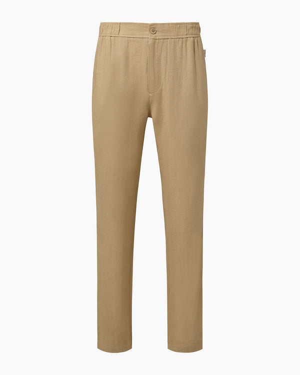 onia Button Front Elastic Linen Pant Sand