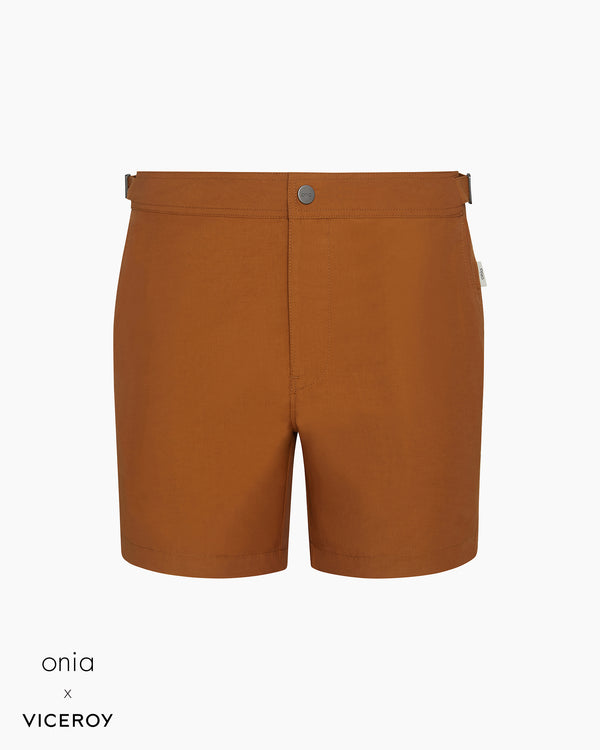 onia Calder Buckle 5” Swim Trunk Deep Gold