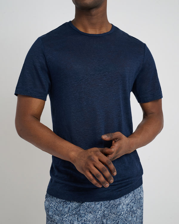 Onia Chad Linen Tee Deep Navy
