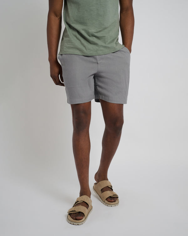 Onia Classic Pull On Linen Short 6" Charcoal Gray