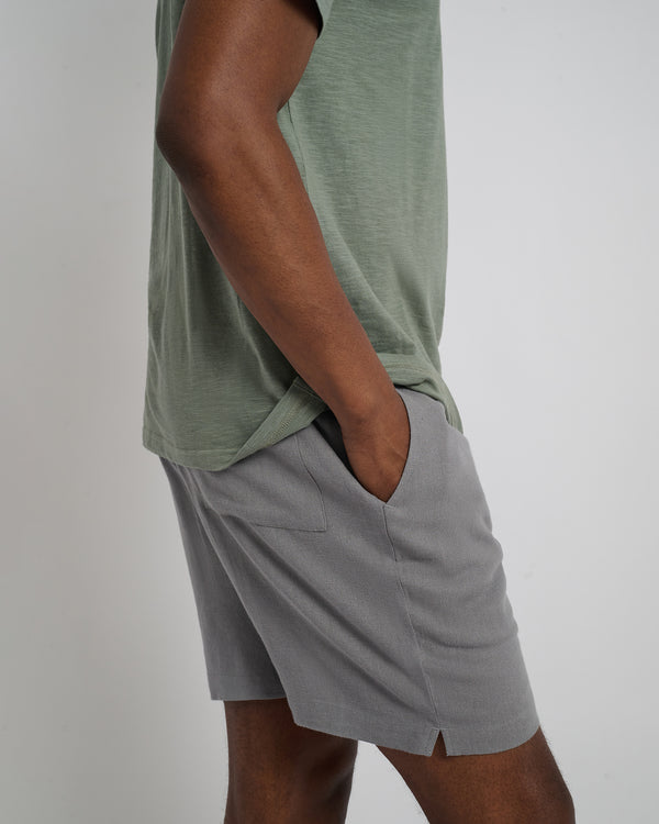 Onia Classic Pull On Linen Short 6" Charcoal Gray