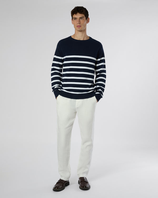 Onia Cotton Boatneck Sweater Deep Navy/White