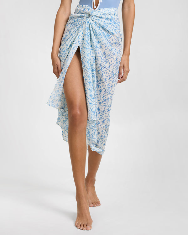 onia Cotton Chiffon Pareo Cream Ocean