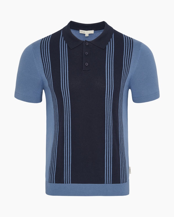 onia Cotton Knit Short Sleeve Polo Indigo/Navy