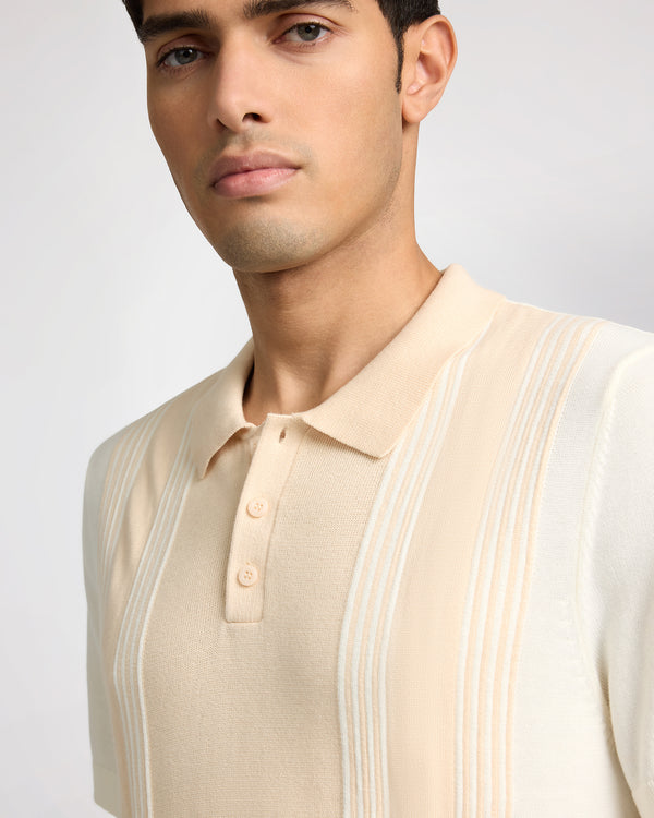 Onia Cotton Knit Short Sleeve Polo Natural/Egret