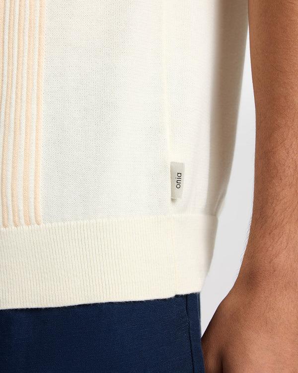 Onia Cotton Knit Short Sleeve Polo Natural/Egret
