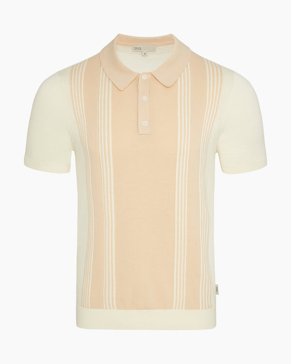 onia Cotton Knit Short Sleeve Polo Natural/Egret