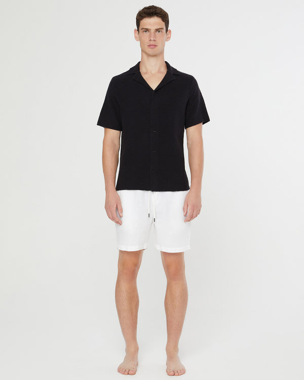 Onia Cotton Textured Camp Shirt Black