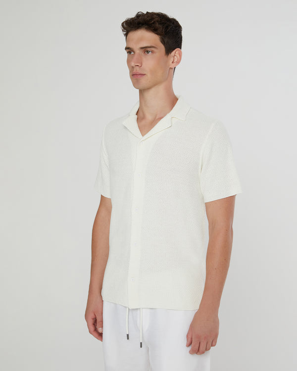 Onia Cotton Textured Camp Shirt White