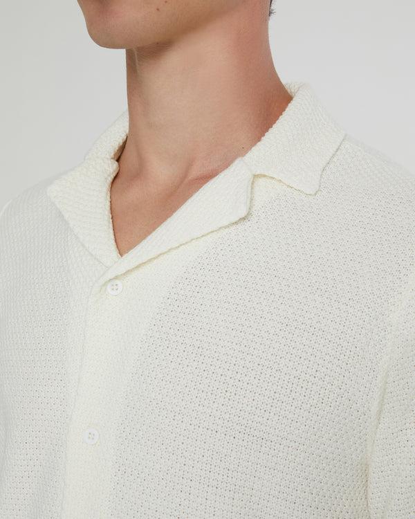 Onia Cotton Textured Camp Shirt White