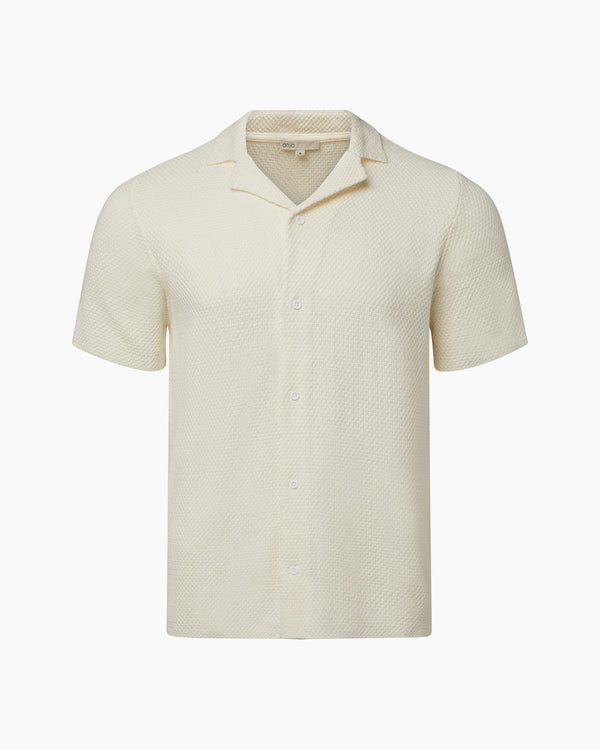 onia Cotton Textured Camp Shirt White