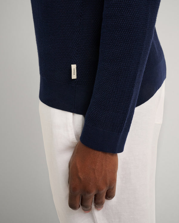 Onia Cotton Textured Knit Long Sleeve Polo