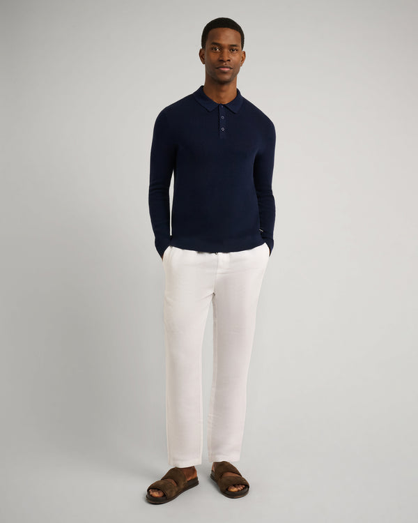 Onia Cotton Textured Knit Long Sleeve Polo