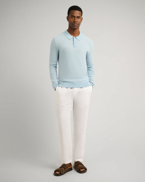 Onia Cotton Textured Knit Long Sleeve Polo