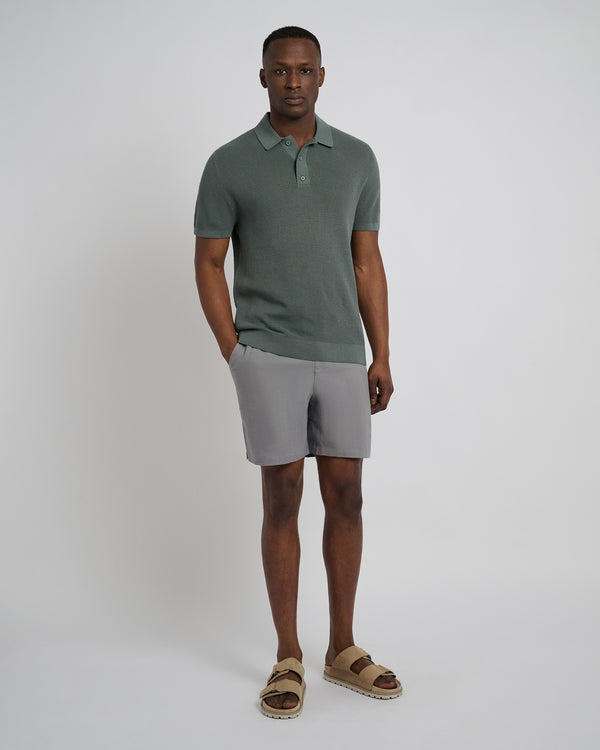 Onia Cotton Textured Knit Polo Agave