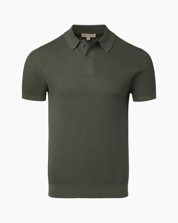 onia Cotton Textured Knit Polo Agave