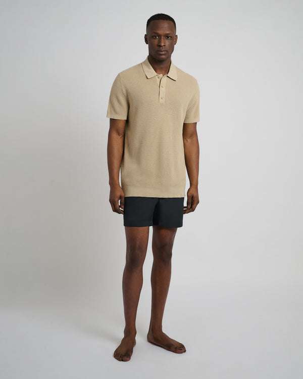 Onia Cotton Textured Knit Polo Sand