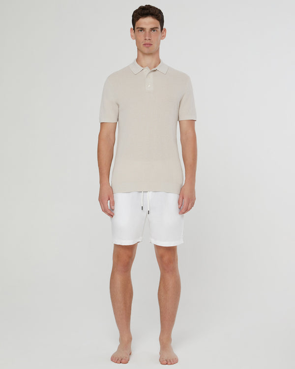 Onia Cotton Textured Knit Polo Stone