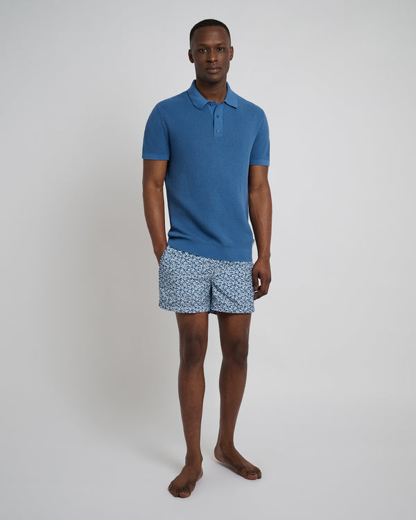 Onia Cotton Textured Knit Polo Vintage Indigo