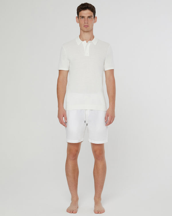 Onia Cotton Textured Knit Polo White