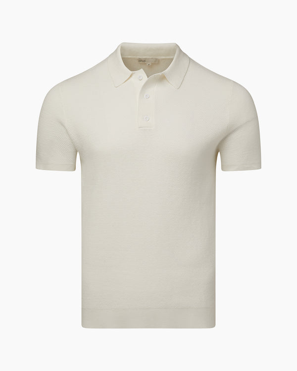 onia Cotton Textured Knit Polo White