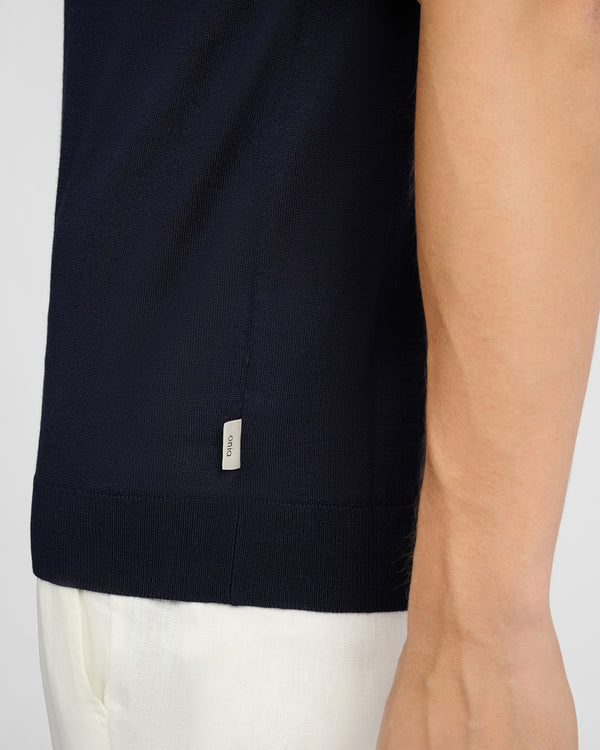 Onia Extra Fine Merino Wool Polo Midnight/White
