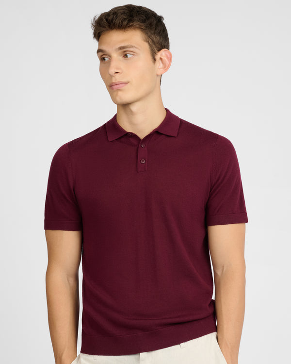 Onia Extra Fine Merino Wool Polo Port Wine