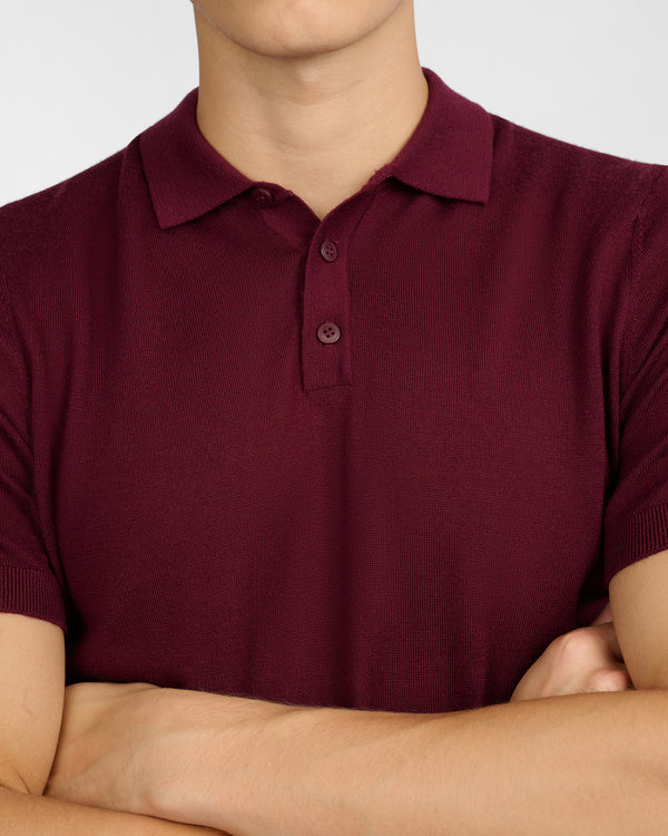 Onia Extra Fine Merino Wool Polo Port Wine