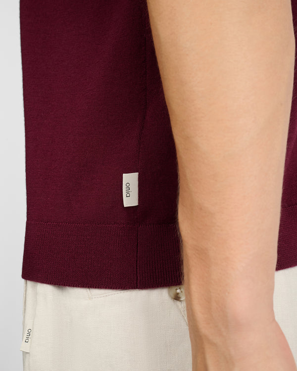 Onia Extra Fine Merino Wool Polo Port Wine