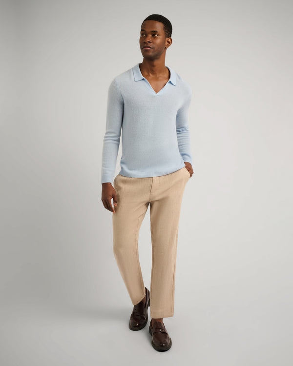 Onia Featherweight Cashmere Sweater Polo Soft Sky