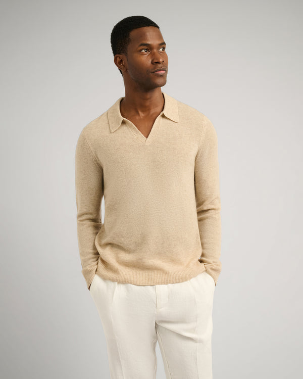 Onia Featherweight Cashmere Sweater Polo Stone