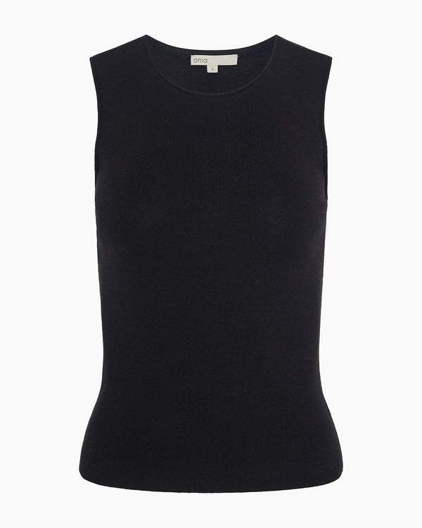 Onia Fitted Micro Rib Tank Black