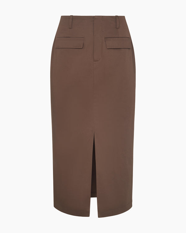 Onia Front Slit Midi Skirt Chestnut